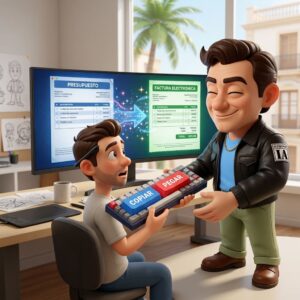 Fidélix automatizando cómo convertir un presupuesto en factura electrónica.