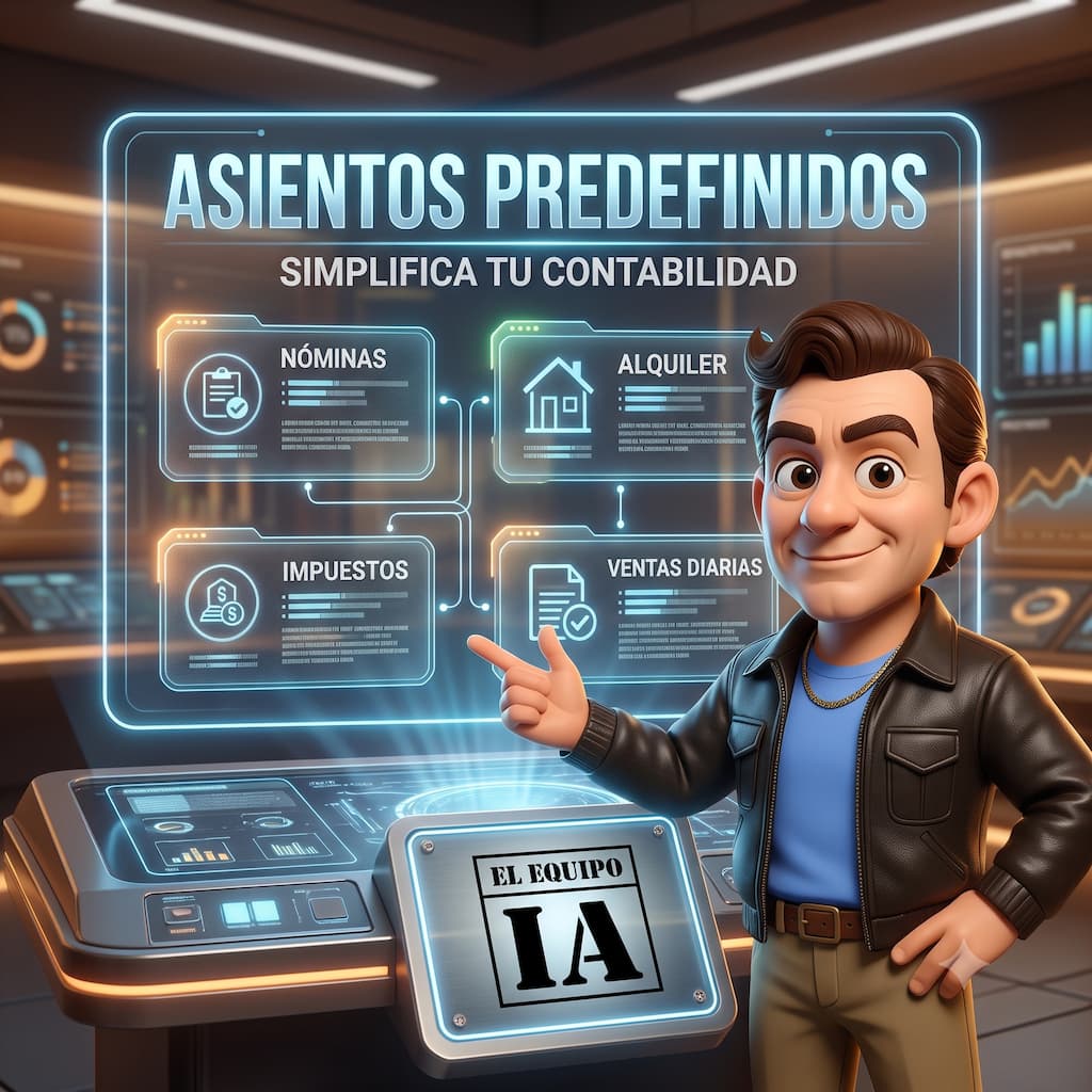 Persona usando el plugin asientospredefinidos de elEquipoIA para automatizar su contabilidad.