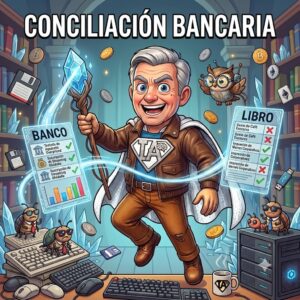 Interfaz del plugin conciliacionbancaria enlazando movimientos del banco con facturas pagadas.