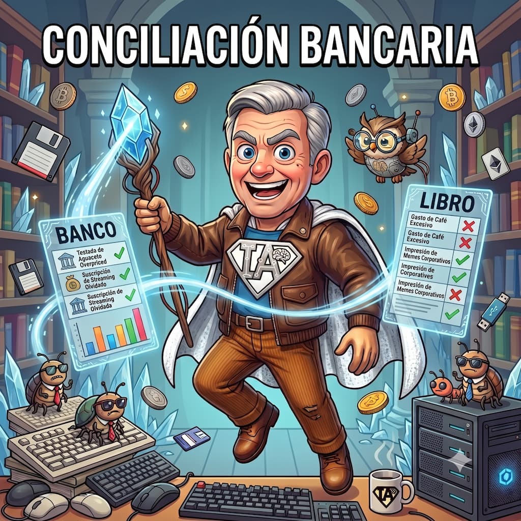 Interfaz del plugin conciliacionbancaria enlazando movimientos del banco con facturas pagadas.