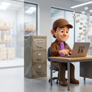 Chatdock contesta mensajes velozmente con el plugin multiemail de elEquipoIA en un almacén.