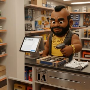 Trackacus gestiona el punto de venta con el plugin TPVneo de elEquipoIA en el mostrador de un comercio.