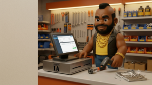 Trackacus gestiona el punto de venta con el plugin TPVneo de elEquipoIA en el mostrador de un comercio.