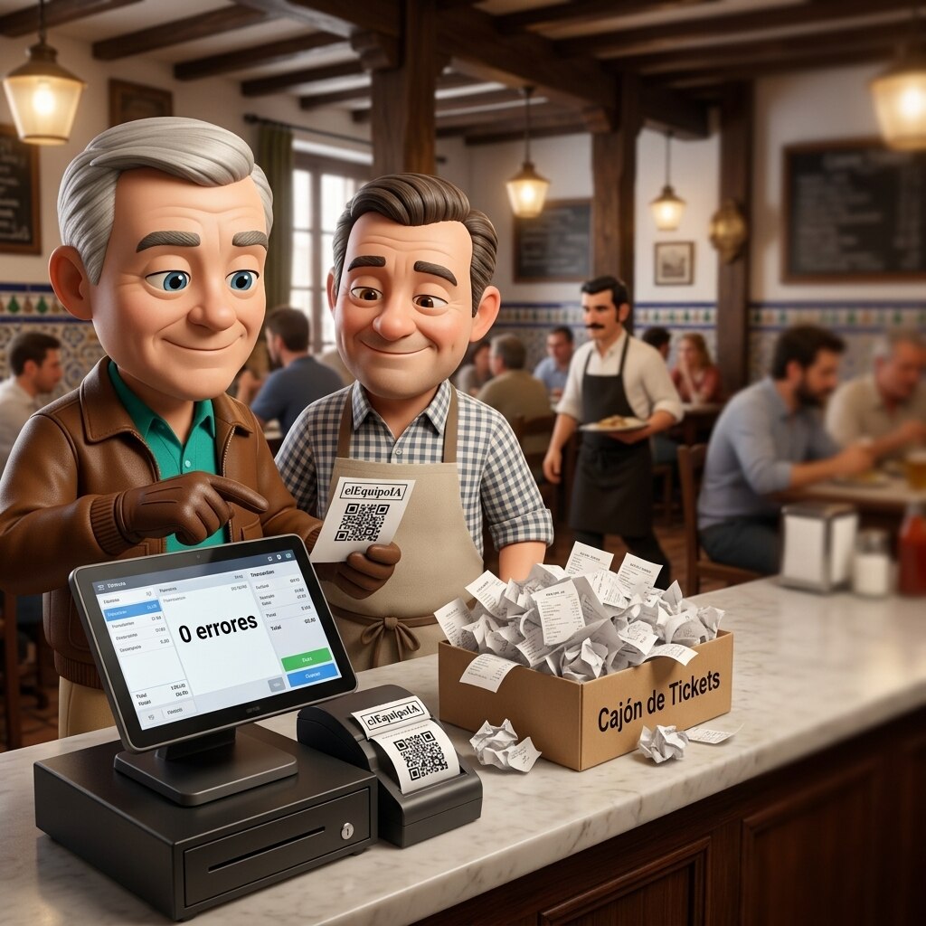 Facturibal gestionando el TPV homologado Verifactu en un restaurante