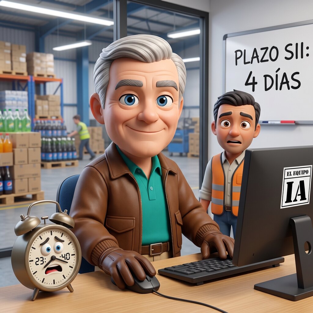 Facturibal revisando plazos del SII en la pantalla de su furgoneta.