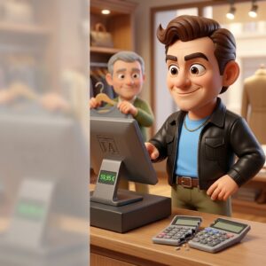 Fidélix ajusta el catálogo con el plugin PrecioConIva de elEquipoIA en el mostrador de una tienda.