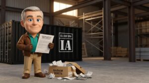 Facturibal revisa una certificación de obra en un iPad junto al encargado de una construcción.